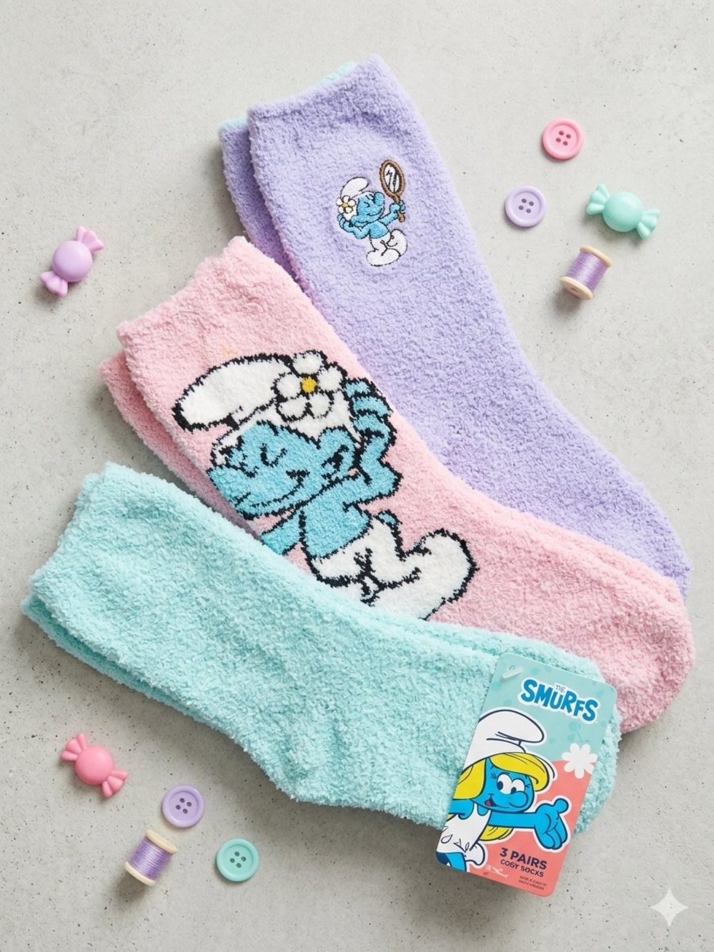 The Smurfs 3 Pack Cozy Socks